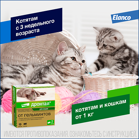Дронтал таблетки для кошек 2 шт