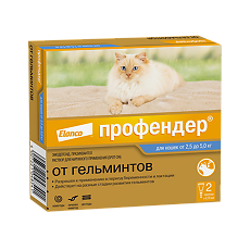 Купить Профендер капли на холку от глистов для кошек от 2,5 до 5 кг пипетки 2 шт цена