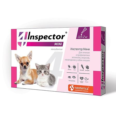 Inspector Mini капли на холку для собак мелких пород и кошек 0,5-2 кг пипетка 1 шт