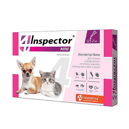 Inspector Mini капли на холку для собак мелких пород и кошек 0,5-2 кг пипетка 1 шт