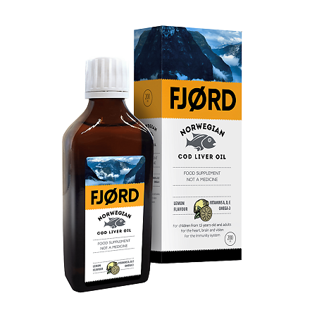 Фьорд Норвежский рыбий жир из печени трески / Fjord Norwegian Cod Liver Oil со вкусом лимона 200 мл 1 шт