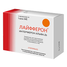 Купить Лайфферон лиофилизат д/приг раствора для в/м, субконъюнктив. введ и закап. в глаз 1 млн.ме фл 5 шт цена