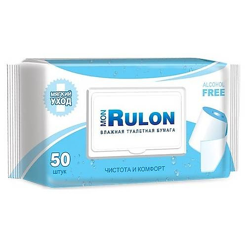 Изображение товара Влажная туалетная бумага Mon Rulon с клпаном 50 штук, мягкая и гигиеничная Изображение товара Влажная туалетная бумага Mon Rulon с клпаном 50 штук, мягкая и гигиеничная