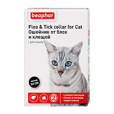 Купить Беафар (Beaphar) Flea & Tick Collar Ошейник для кошек черный от блох 6 мес. и клещей 6 мес. 35 см цена