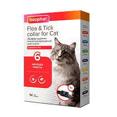 Купить Беафар (Beaphar) Flea & Tick Collar Ошейник для кошек черный от блох 6 мес. и клещей 6 мес. 35 см цена