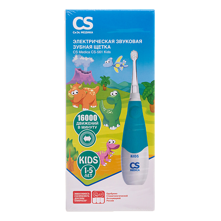 Изображение товара Зубная щетка электрическая звуковая CS Medica CS-561 Kids голубая 1 шт