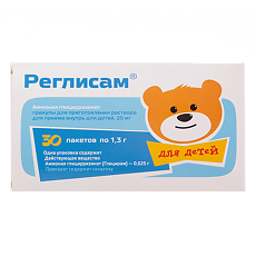 Изображение товара Реглисам гранулы д/приг раствора для приема внутрь для детей 25 мг 1,3 г пакеты 30 шт