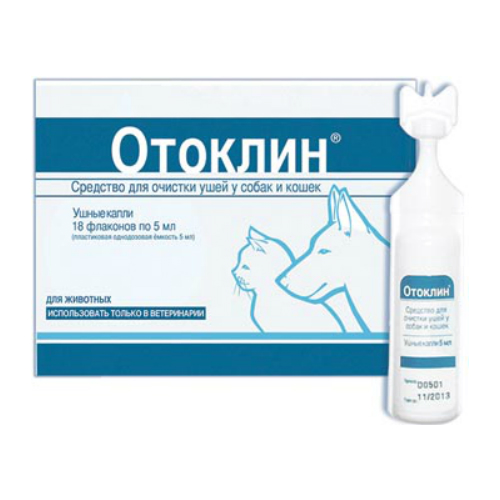Отоклин Капли Ушные Для Животных 5 Мл Флаконы 18 Шт. (Вет.
