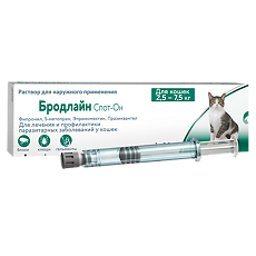 Купить Бродлайн Спот Он капли на холку для кошек 2.5-7,5 кг раствор для наружного применения 0,9 мл 1 шт цена