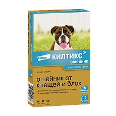 Изображение товара Килтикс Ошейник от клещей и блох для собак средних пород 48 см