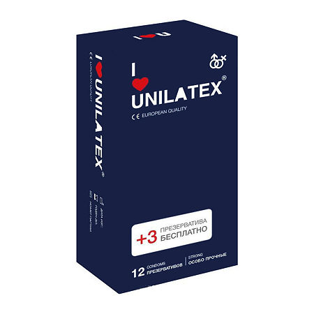 Презервативы Unilatex Extra Strong 12 шт.+ 3 шт. в подарок 1 уп