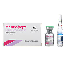 Купить Мериоферт лиофилизат д/приг.р-ра для в/м и п/к введ. 75 ме фсг+75 ме лг 1 шт цена