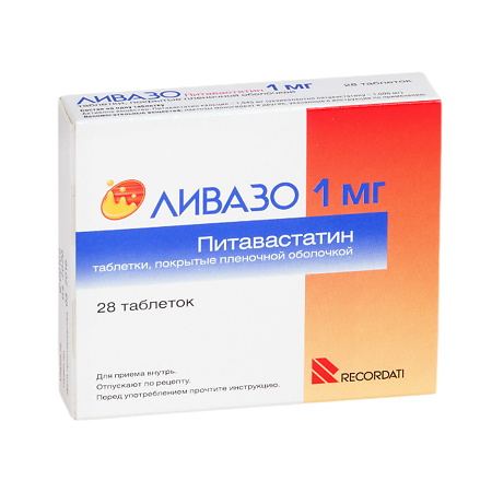 Изображение товара Ливазо таблетки покрытопленочной оболочкой 1 мг, 28 шт, для снижения холестерина
