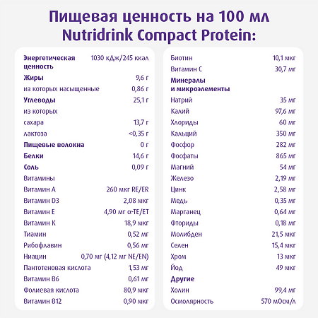 Нутридринк Компакт Протеин бутылочка с охлаждающим фруктово-ягодным вкусом 125 мл 4 шт