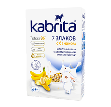 Купить Kabrita Каша 7 злаков на козьем молочке с бананом с 6 месяцев 180 г 1 шт цена