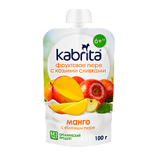 Изображение товара Kabrita Пюре фруктовое с козьими сливками Манго с яблочным пюре 100 г