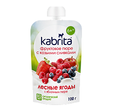 Купить Kabrita Пюре фруктовое с козьими сливками Лесные ягоды с яблочным пюре 100 г 1 шт цена