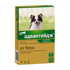 Купить Адвантейдж Капли на холку от блох для щенков и собак до 4 кг пипетки по 0,4 мл 4 шт цена