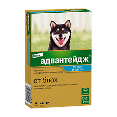 Купить Адвантейдж Капли на холку от блох для собак от 4 до 10 кг пипетки по 1 мл 4 шт цена