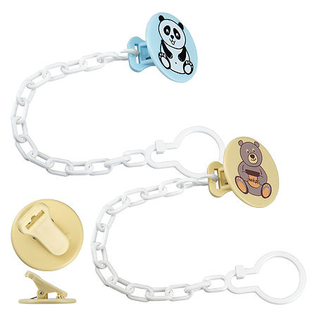 Изображение товара Курносики прищепка для пустышки с цепочкой Мишутка арт.19554, безопасный пластик, яркий дизайн