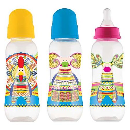 Изображение товара Бутылочка для кормления Lubby 250 мл с силиконовой соской и русскими мотивами