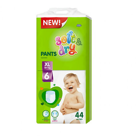Изображение товара Трусики-подгузники Soft & Dry 6 Макси XL 44 шт для малышей 18+ кг