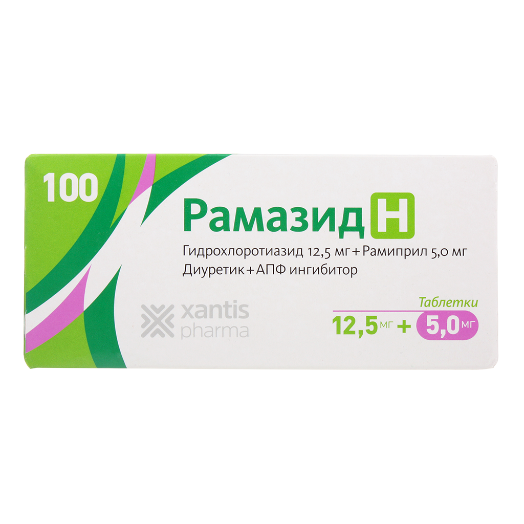 Рамазид Н таблетки 12,5 мг+5 мг 100 шт - , цена и отзывы, Рамазид .