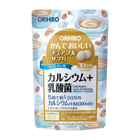 Orihiro Кальций+Витамин D со вкусом кофе жевательные таблетки массой 500 мг 150 шт