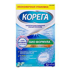 Купить Корега Биоформула таблетки для очищения зубных протезов 72 шт цена