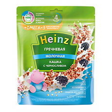Купить Heinz Кашка молочная гречневая с черносливом  и Омега 3 4 мес. пауч 200 г 1 шт цена
