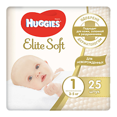 Купить Huggies Подгузники Elite Soft 1 3-5 кг 25 шт цена