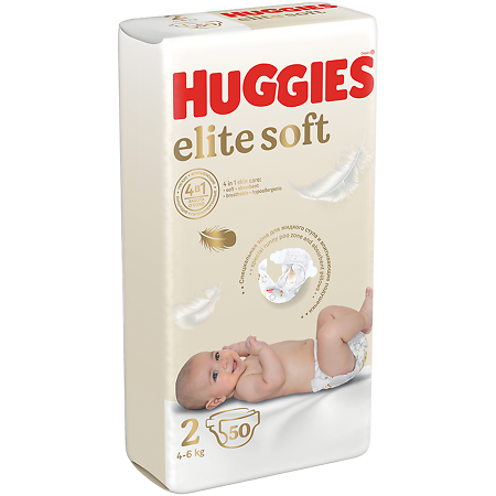 Huggies Подгузники Elite Soft 2 4-6 кг 50 шт