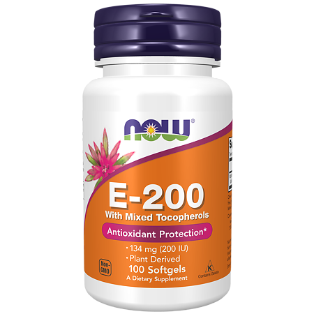 Now Витамин Е-200 натуральный гелевые капсулы массой 600 мг 100 шт
