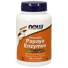 Купить Now Papaya Enzyme Папайя Фермент Papaya Enzyme жевательные пастилки массой 162,5 мг 180 шт цена