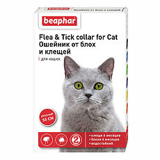Купить Беафар (Beaphar) Flea & Tick Collar Ошейник для кошек красный от блох 6 мес. и клещей 6 мес 35 см цена