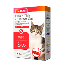 Купить Беафар (Beaphar) Flea & Tick Collar Ошейник для кошек красный от блох 6 мес. и клещей 6 мес 35 см цена