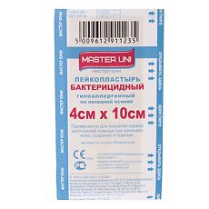 Купить Master Uni Лейкопластырь бактерицидный на нетканой основе 4 х 10 см 1 шт. цена