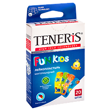 Купить Лейкопластырь Teneris Fun Kids бактерицидный с ионами серебра на полимерной основе 20 шт цена
