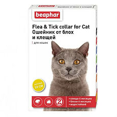 Купить Беафар (Beaphar) Flea & Tick Collar Ошейник для кошек желтый от блох 6 мес. и клещей 6 мес 35 см цена