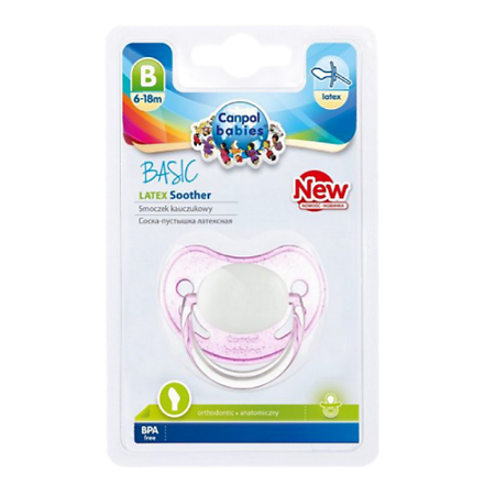 Canpol Пустышка анатомическая латексная 6-18 Basic 1 шт