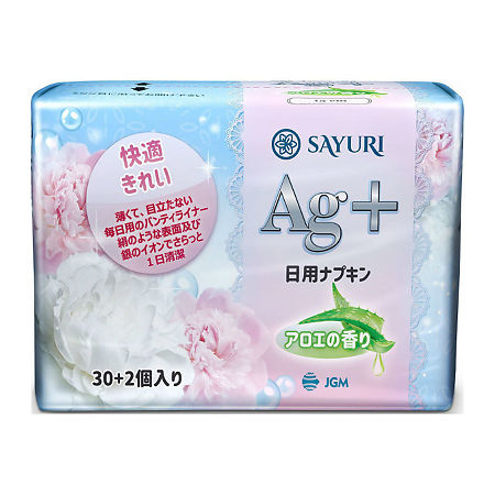 Sayuri Ежедневные гигиенические прокладки с ароматом алоэ Argentum+ 32 шт