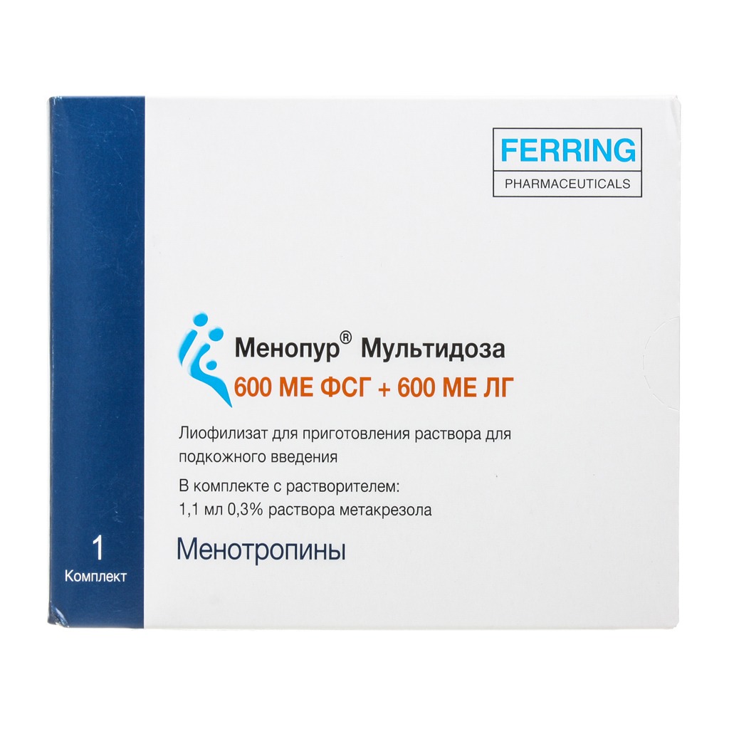 Менопур Мультидоза лиофилизат д/приг раствора для п/к введ 600 ме фсг .