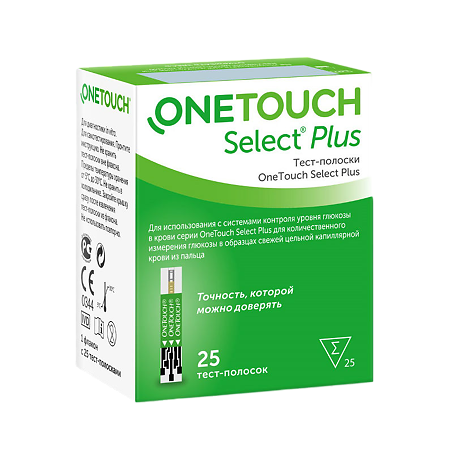 Тест-полоски OneTouch Select Plus, 25 шт