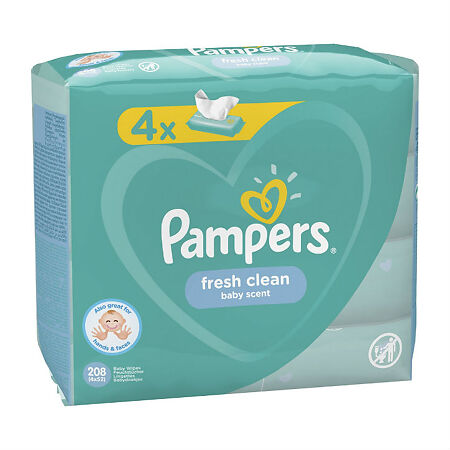 Салфетки влажные Памперс (Pampers) детские Baby Fresh Clean 52 шт х 4 1 уп