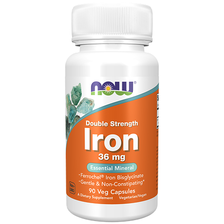 Now Foods Iron 36 mg Double Strength Железо двойной силы 36 мг капсулы массой 450 мг 90 шт