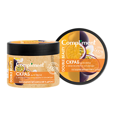 Купить Compliment Double Beauty Скраб для тела с экстрактами маракуйи и лилавади Насыщение витаминами и детокс 400 мл 1 шт цена