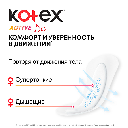 Kotex Прокладки Activ Deo ежедневные 48 шт
