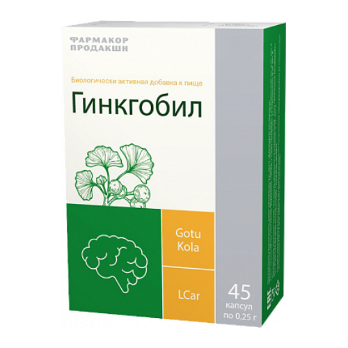 Изображение товара Гинкгобил капсулы 0,25 г 45 шт для улучшения памати кровообращения Изображение товара Гинкгобил капсулы 0,25 г 45 шт для улучшения памати кровообращения
