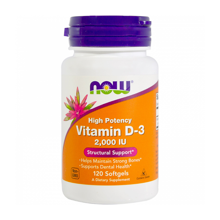 Now Высокоэффективный Витамин D3 2000 МЕ капсулы массой 303 мг 120 шт