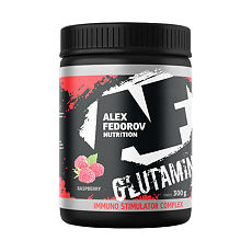 Купить Alex Fedorov Nutrition Глутамин Аминокислота порошок со вкусом малины банка 300 г 1 шт цена